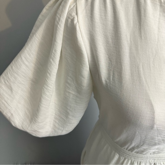 Hobbs London Bubble Sleeve White Midi Dress - Picture 6 of 11